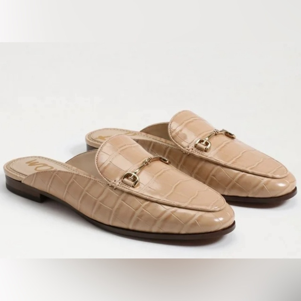 Sam Edelman Linnie Beechwood Embellished Slip On Almond Toe Flat Heeled Mules
